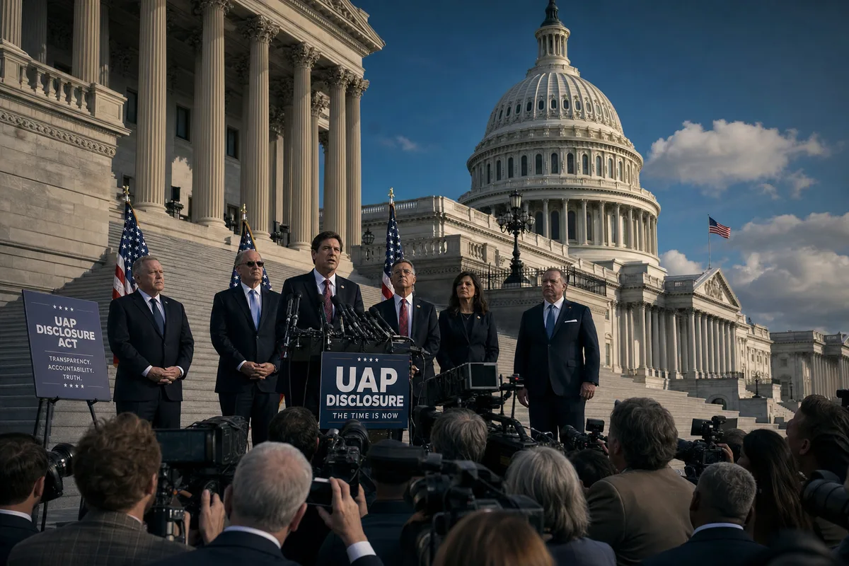 UAP disclosure press conference on the Capitol steps