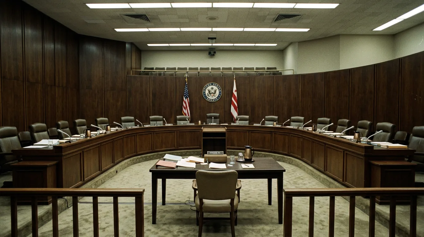 La sala de audiencias del Senado donde el director de la CIA, Turner, testificó sobre los documentos sobrevivientes de MK Ultra en 1977