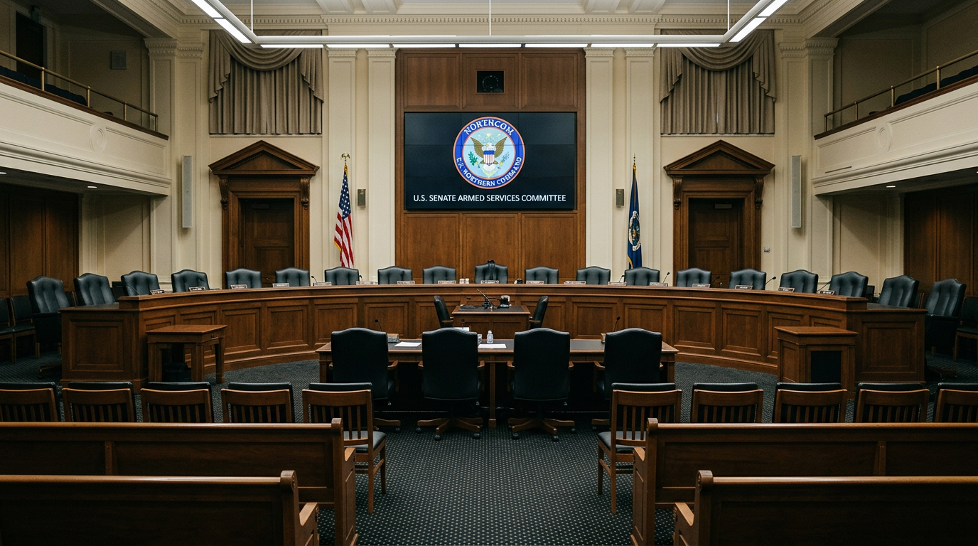 The Senate Armed Services Committee hearing room where Gen. Guillot testified on counter-UAS capabilities